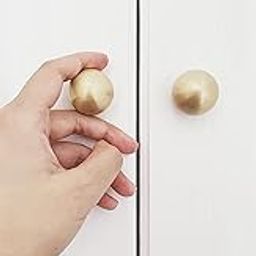 MANTARA B-0001-30 Spring Handle Gold Cabinet Pull Round Brass Solid Drawer Miniature Door Knob Box Single Hole Button (Pack of 1)-image-45