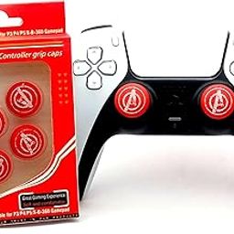 TMG Designer Series Thumb Grip for PS5,PS4,PS3, Xbox One, Xbox 360 and NS-PRO Controller (4Pcs) Red-17