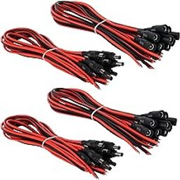 (18AWG) 20 Pairs DC Power Cord 12V 5A Male Female Connectors 2.1mm x 5.5mm Male Female DC Pigtail Adapter for CCTV Security Camera LED Strip Light-image-4