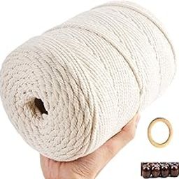 OKDEAL 100% Natural Cotton 5mm / 100 Meter for Wall Hanging Plant Hanger Hammock Swing Chair Craft Making Knitting Thick Cord Rope Natural Color-image-70