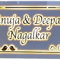 Personalized LED Acrylic Nameplate - Elegant White & Golden, 8x16" Wall-Mounted, Weather-Resistant Home Sign-image-21