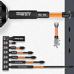 Sunkizzrs® 7-Pcs TS2 Alloy Steel Magnetic Phillips Screwdriver Drill Bits Set—PH2 Cross Screw Driver 1/4 Inch Hex Shank with Extension Rod Anti-Slip & WaterProof for Power & Impact Drivers-17
