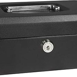 Delzon 8 Inch Petty Cash Box with Combination number Lock and Removable 5 Section Coin Tray Perfect Secure Storage for Loose Change (Black)-16