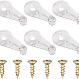 Alamic Glass Retainer Clips 5mm Cabinet Glass Clips Window Screen Clips Cabinet Door Glass Retainer Clips with Screws for Fixing Glass Cabinet Doors (50, Clear)-image-45
