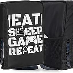 Glitch | Ps5 Dust Cover | Covers For Playstation 5 | Accessories For Console | Three Layer Waterproof Anti Scratch Dust Guard Sleeve | Foam Protection Protector Vertical | Black - Oxford-image-45