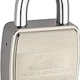 Link Hi-Tech 60Mm Lock | Stainless Steel Body | Hardened Shackle | 1 Key Lock| 3 Silver Keys with Hi-Tech Nickle & Keychain | Made in India|-picture-2