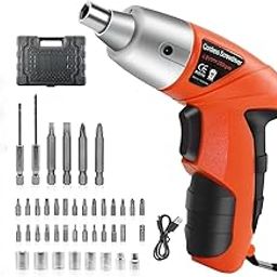 KRISHNPRIYA Cordless Electric Screwdriver with Bits Holder with LED Light 45 in 1 Screwdriver Drill Machine Reverse And Forward Cordless Rechargeable Screwdriver Tools-image-0