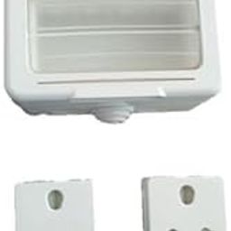 Epic Water Proof Plastic Box With Switch & Socket - Use In Roof Top Lighting/Garden/Home/Residential Parking To Protect Shock - 4 Module With 2 (16 Amp Socket) White-0
