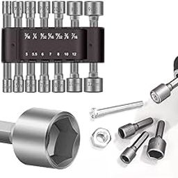 Kliffoo 14 Piece Power Nuts Driver Drill Bit Socket Wrench Tools Set,1/4 inch Hex Shank Nut Driver Socket Wrench Tools,Electric Screwdriver Wrench Nut setter Set,Drill Chuck Adapter For drill machine-13