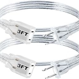 Rkoyes - 3 Feet Small 2 Tip Extension Cable, UL Certified Transparent Indoor Extension Cable, 18AWG Male to Female 250V 10A Mini Extension Cable-image-32