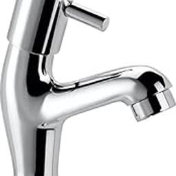 Cera Garnet Quarter Turn F2002103 Brass Pillar Cock High Neck with Aerator (Silver)-image-47