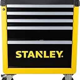 Stanley Workshop Trolley With 5 Drawers, Tool Trolley, Yellow/Black, Maximum Load 300 Kg, Alloy Steel-16