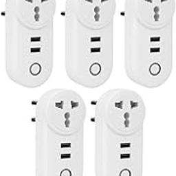 Anvith Technology Solutions 16A WiFi + Bluetooth Smart Plug | Energy Monitoring | Compatible with Alexa & Google Assistant | Voice Control | Ideal for ACs, Geysers, Water Pumps | Pack of 16-9