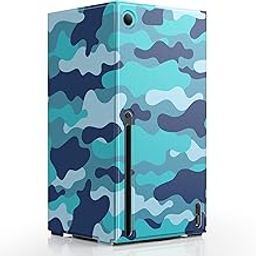 WOLIBEAR Magnetic Smart Wraps for Xbox Series X Console, Full Protection Protective Cover Case for Xbox Series X Accessories with Premium PU Leather and Soft Inner Lining - Blue Camo-13