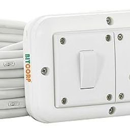 Bitcorp Electric Power Strip, 16A 2500W, 2 Socket 2 Switch Extension Board, Surge Protected, 4 Meter Cord for Home, Office Appliances, Cooler, Fridge, Air Conditioner, PC (White) 220 Volts-picture-21