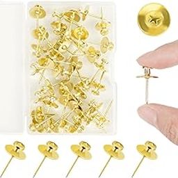 DANRONG 40PCS Double Headed Picture Hangers Nails for Hanging Pictures, Push Pins Wall Hooks, Thumb Tacks for Wall, Wall Hangers Without Nails,Decor Tacks for Home Office Hanging Tapestry Frame (Gold)-image-28