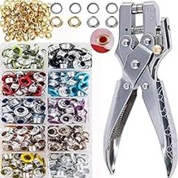 DIY Craft 1000, ulti-Color Metal Eyelets Washer Grommets Kit Hole Punch Plier Gold/Silver Eyelets Washer Kit for Leather, Canvas, All Fabrics Clothes, Shoes, Belts, Bags, Contain Grom(1000)-12