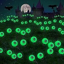 Dazzle Bright Halloween Decorations Outdoor, 6 Pack 36LED Solar Eyeball Pathway Lights, Scary Waterproof Solar Green Firefly Lights for Garden Lawn Yard Decor-image-86
