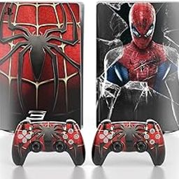 Khushi D�cor Marvel Spider Man UV 3M Vinyl Sticker Decals for PlayStation 5 Disk Version Console and Two Dual Sense 5 Sticker Skins Black PS5 Skin Console and Controller Design [Video Game]-image-19