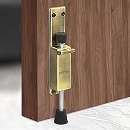 Plantex Kickdown Door Stopper Spring Loaded Telescopic Step On/Off Door Stopper Rubber, Adjustable Heavy Duty Door Locks Holder Stop/Release by Foot - (Brass Antique)-image-55