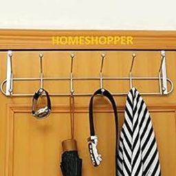 HOMESHOPPER Metal Chrome Finish Door Hook Organiser/Wall Hook Hanger (Silver)-47
