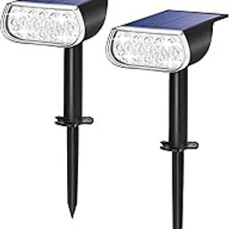 WaitScher Solar Spot Lights Outdoor IP67 Waterproof Landscape Spotlights Dusk to Dawn for Yard Garden Pathway Cool White 2 Pack-image-26