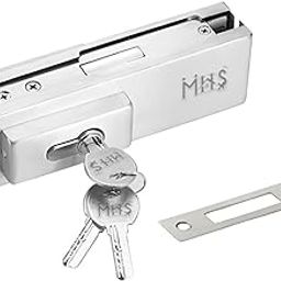 MHS Heavy Duty Stainless Steel Lock for Glass Door Thickness 10 mm to 12 mm Having 3 Ultra Keys Out Side & Knob Inside with Screws Satin Finish Pack of 1 Set (C. Glass to Floor, Silver)-image-34