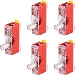 Ubervia Fuse Holder FS-101 Single Pole with Indicator Light 6mm x 30mm Fuse Included 250V 10A Red 5Pcs-image-48