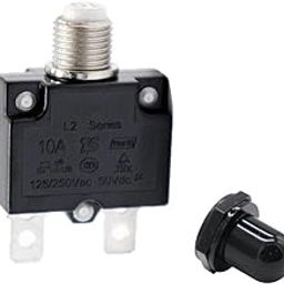 MERISHOPP 10A Circuit Breaker Overload Switch Fuse Reset with Black Cap Ac 125/250V-16