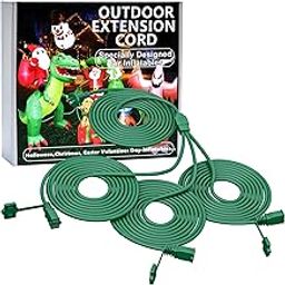 NARUBY 3 Pack 25 FT Green Blow Up Halloween Christmas Blow Up Blow Up Waterproof Outdoor Multi Outlet Extension Cord Splitter-image-74