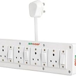 BITCORP Extension Board, 4 Individual Switch Power Strip, 2500W 6A Extension Cord with 4 Socket, Surge Protection for Home Office-51