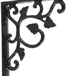 IndianShelf Pack of 1 Handmade Black Floral Design Iron Heavy Duty Wall Mounted Brackets for Shelves (11.68 Cm)-picture-19