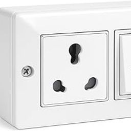 SEER 16 Amp Modular Switch and Socket Combination with Box,Silver line box Polycarbonate Material, White-20