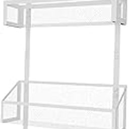 CALANDIS™ over The Door Storage Rack Back of Door Storage Organizer for Pantry Kitchen White Double Tier-image-38
