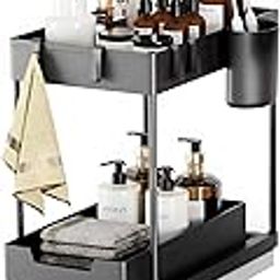 SONANI LIFESTYLE Under Sink Organizer Pack of 1 – 2 Tier Under Sink Storage Organizer with Sliding Drawer – Bathroom & Kitchen Cabinet Organizer Shelf – Rustproof, Tool-Free Assembly (Black)-9