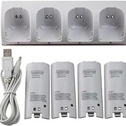 MERISHOPP® Charging Dock Station +4 * 2800mAh Batteries for Wii Remote Controller White|Video Games & Consoles|Video Game Accessories|Chargers & Charging Docks-image-31