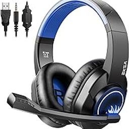 EKSA T8 Ps4 Gaming Over Ear Wired Headphones with Mic with Noise Canceling, Pc with Surround Stereo Sound, Led Light for Ps4, Pc, Laptop (Blue)-10