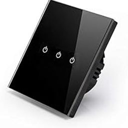WIFI touch Switch work with Amazon Alexa and Google Assistant for smart home automation_3 Gang_Black Color (Power Button)-2