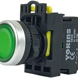 Yokins Illuminated Push Button, EB2M-A-10D, 22mm with spring return with 1NO (copper & silver contacts) (Green)-image-45