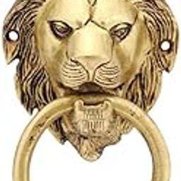 Mla’s Decor Brass Lion Face Shape Design Door Pull Handle Heavy Antique Royal Brass Door Knocker for Main Glass Wooden Door, Cabinet, Drawer (Golden, 5.5 inches)-image-28