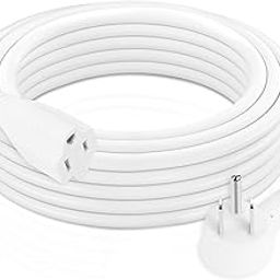 Cioreznt - 6.6ft white flat extension cord, accepts 2 or 3-prong device plugs, indoor three prong extension cord 16Awg/1625Watt/13Am-image-60