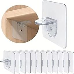Hoppokart Shelf Holder, Shelf Support Self-Adhesive Shelf Bracket Transparent No Drilling, Shelf Support (Pack of 10)-picture-1