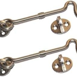 Brass Gate Hook/Window Hook (Oval Eye) Pack of 2 (3" Inch, SS Silver)-image-4