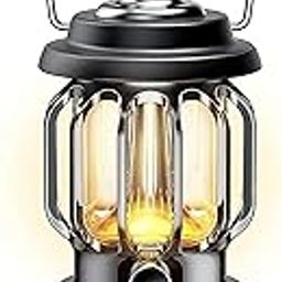 JB'S LAND New Retro Camping Lantern, Rechargeable LED Vintage Camping Lamp, Waterproof Battery Powered Camping Lighting, Portable Dimmable Outdoor Hanging Tent Lamp Brand (Black)-image-98