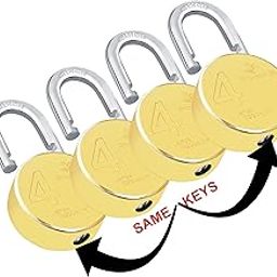 Pearson.fit 4 Lock 8 Same Keys XL+ 67mm 4 Layer Brass Finish Padlock for Home Shop Godown Bank Common Key Lock Model No- XL+67-Brass-4+8-image-52