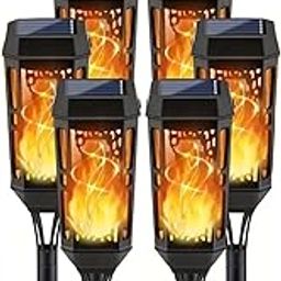 Solar Torch Flame Lights, 12 LED Solar Lights Outdoor with Flickering Flame, IP65 Waterproof Solar Pathway Lights Landscape Decoration Lighting for Garden Lawn Patio Yard Outdoor Decorations (Black6)-image-26