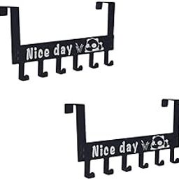 DESMIKA (LABEL) Over The Door Hooks Door Hanger - 6 Hooks Sturdy Metal Over Door Hooks for Hanging Clothes Coats, Hats, Robes, Towels (Black, 1)-image-57