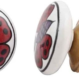 Indianshelf Handmade 8 Pieces Ceramic Cream Butterfly Kid Contemporary Cabinet Knobs Vintage Drawer Door Pulls Online-image-89