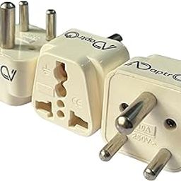 Adaptro USA, UK, Australia to India Plug Converter for Convert World-Wide Plug to Type D Indian Power Sockets (Set of 3) White-image-90