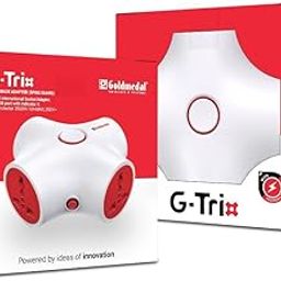 Goldmedal G-Trix 4X1 Spike High Guard Adaptors (White and Red)- 4 Outlet International Sockets, 2-Meter Cable, Master Switch with Indicator & Reset Switch with Surge Protector for Home & Office-0